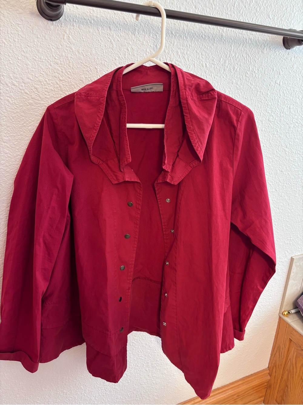Women’s Deep Red Utility Button Jacket